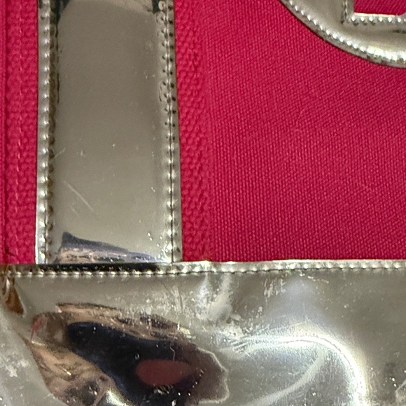 Rare Pink Canvas Tory Burch Tote Bag with Gold Accents - Picture 3 of 16